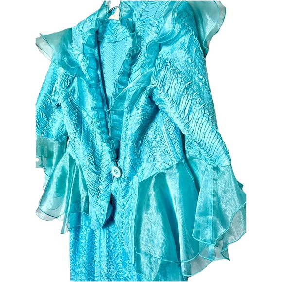 Seven Karat Vintage Y2K Blue Sheer 2-Piece Skirt Suit Set Women's M USA - Picture 5 of 11